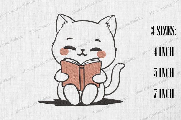 Cute Cat Loves Reading Books Embroidery Review